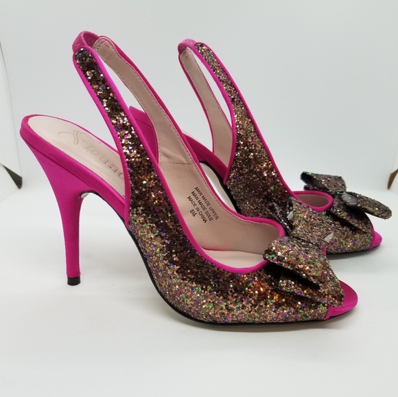 Flounce Fuchsia Glitter Sling Back Heels size 5 - Picture 1 of 8